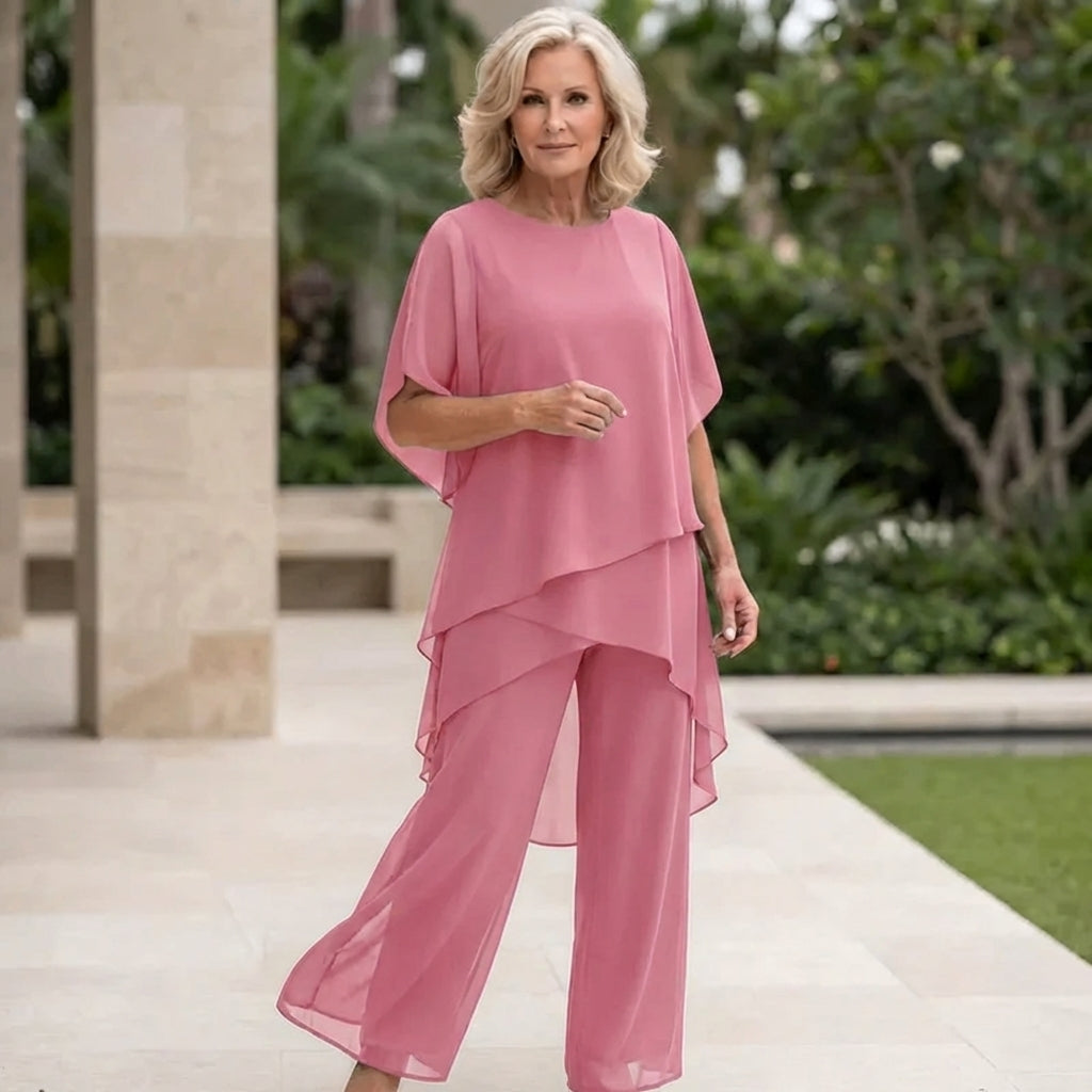 Rowena | Elegant Draperet Palazzo Bukser Sæt