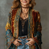 Cardigan kimono femme à motif cachemire et devant ouvert