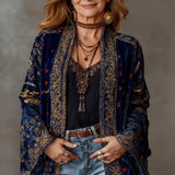 Cardigan kimono femme à motif cachemire et devant ouvert