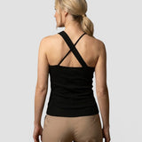 Top med halter – Afkortet sort feststil