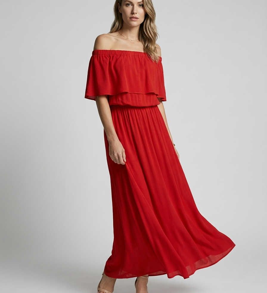 Amarisa Off-Shoulder Maxi Kjole – Luftig Lang Sommerkjole