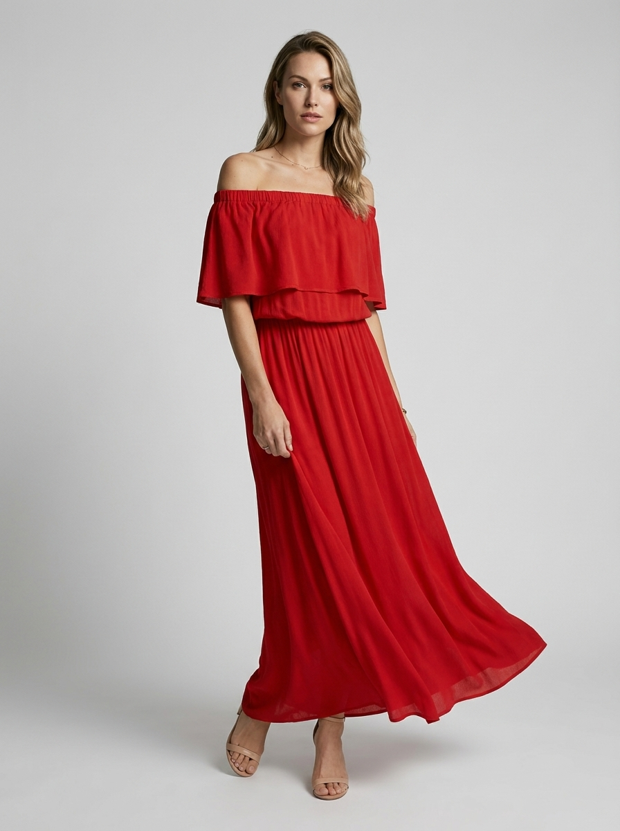 Amarisa Off-Shoulder Maxi Kjole – Luftig Lang Sommerkjole