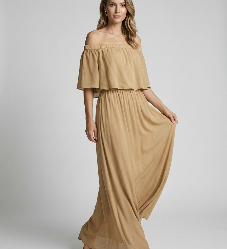 Amarisa Off-Shoulder Maxi Kjole – Luftig Lang Sommerkjole