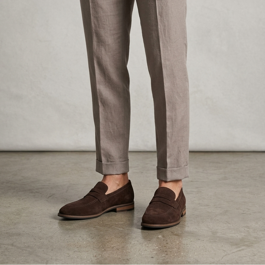 Herre loafers med mokkasindetalje, lav hæl og slip-on-design
