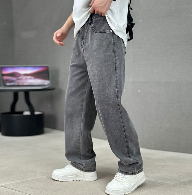 Herre jeans med lige ben og klassisk femlommersnit