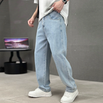Herre jeans med lige ben og klassisk femlommersnit