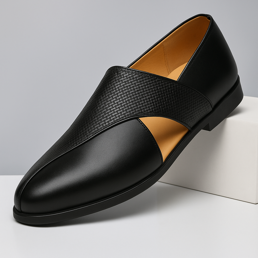 Mocassins unisexes à dessus texturé, bout rond et talon plat
