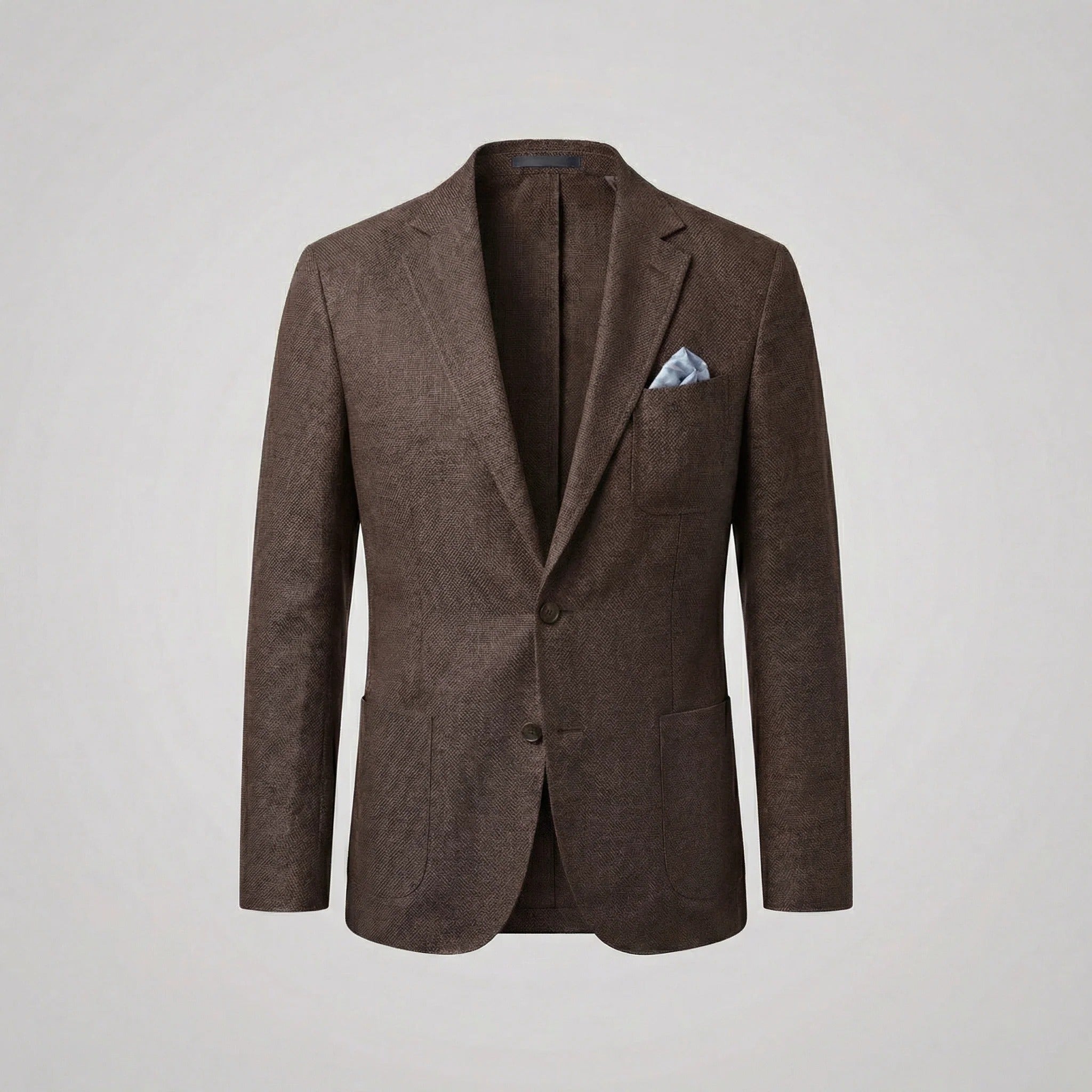 Herreblazer med reverskrave, knapper, brystlomme og forlommer