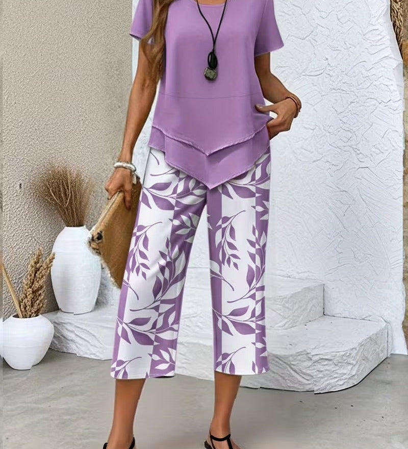 Yvette | Casual Bladprint To-delt Sæt