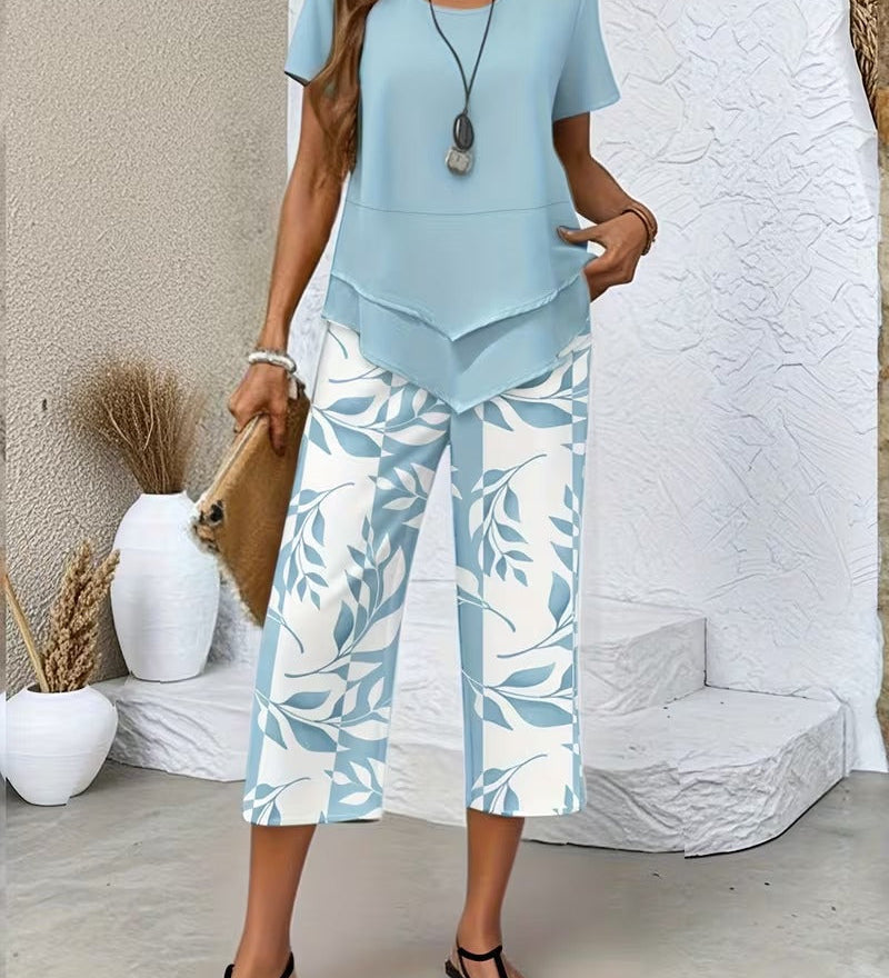 Yvette | Casual Bladprint To-delt Sæt