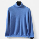Herresweater med høj rullekrave, lange ærmer og ribkanter