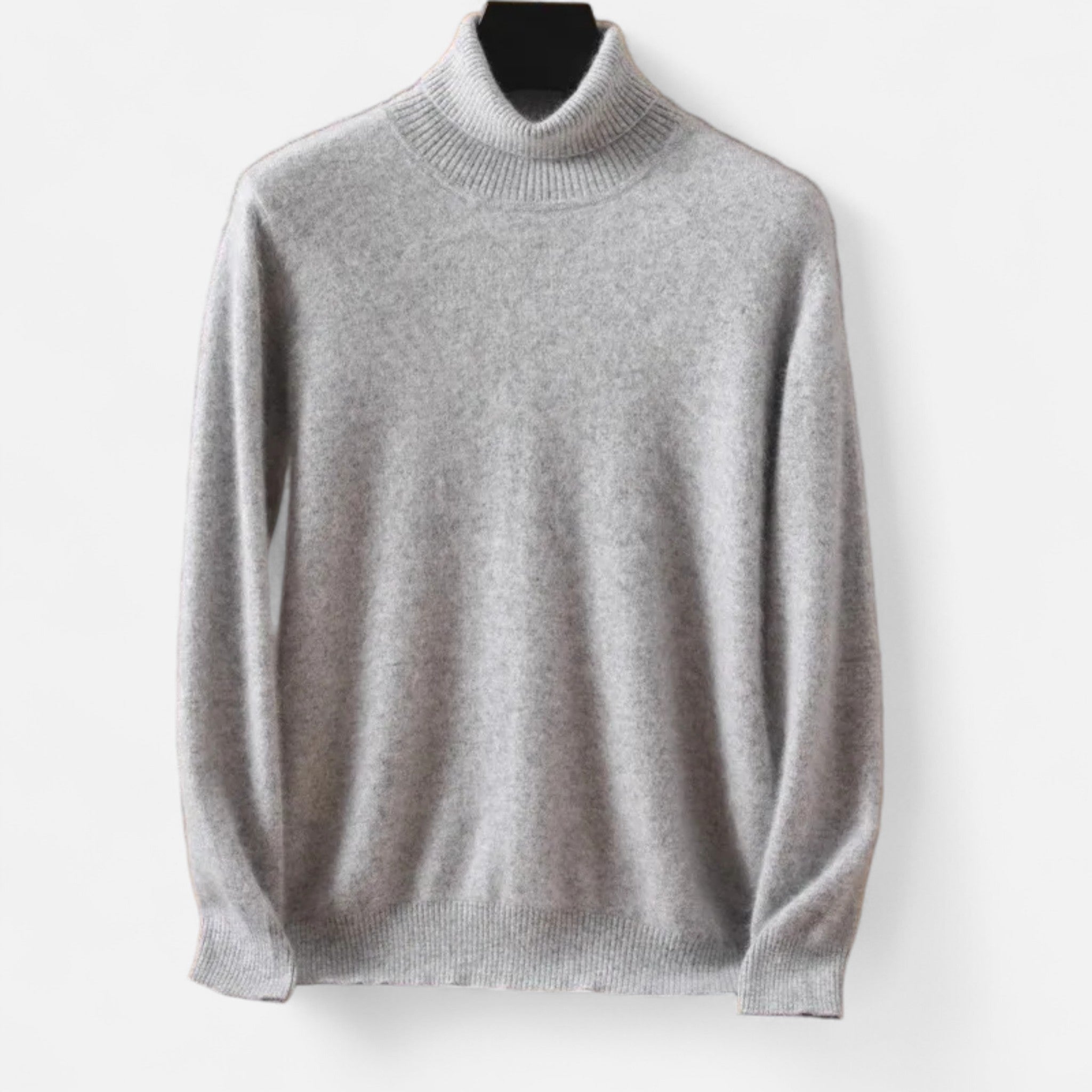 Herresweater med høj rullekrave, lange ærmer og ribkanter