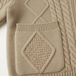 Herre cardigan med sjalskrave, knapper, lommer og strikket struktur