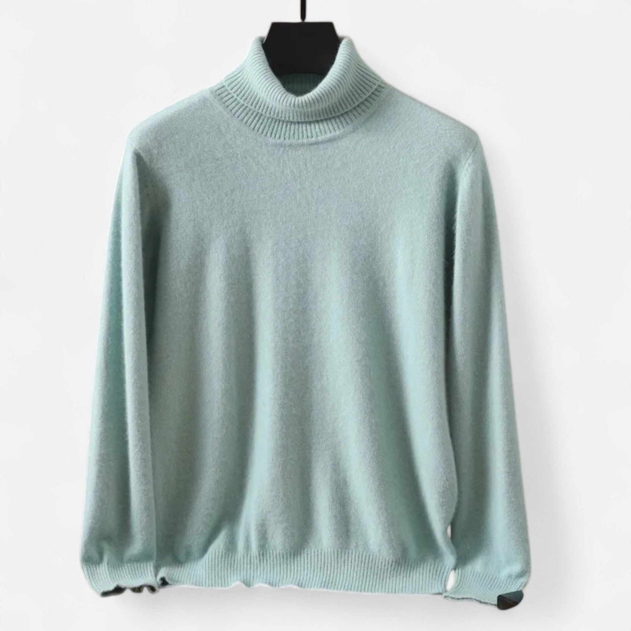 Herresweater med høj rullekrave, lange ærmer og ribkanter