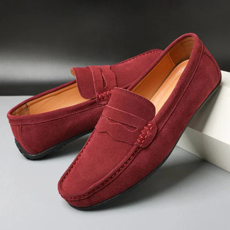 Herre loafers med mokkasinsøm, vristrem og flad sål
