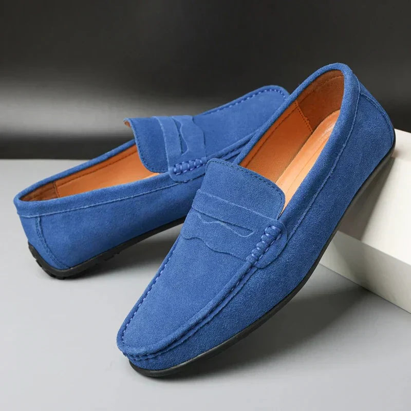 Herre loafers med mokkasinsøm, vristrem og flad sål