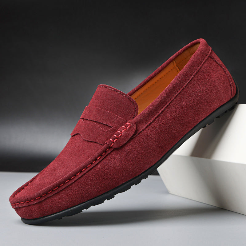 Herre loafers med mokkasinsøm, vristrem og flad sål