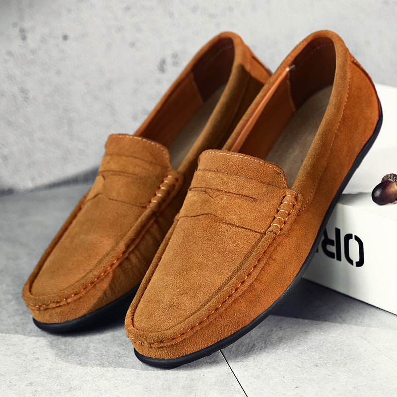 Herre loafers med mokkasinsøm, vristrem og flad sål