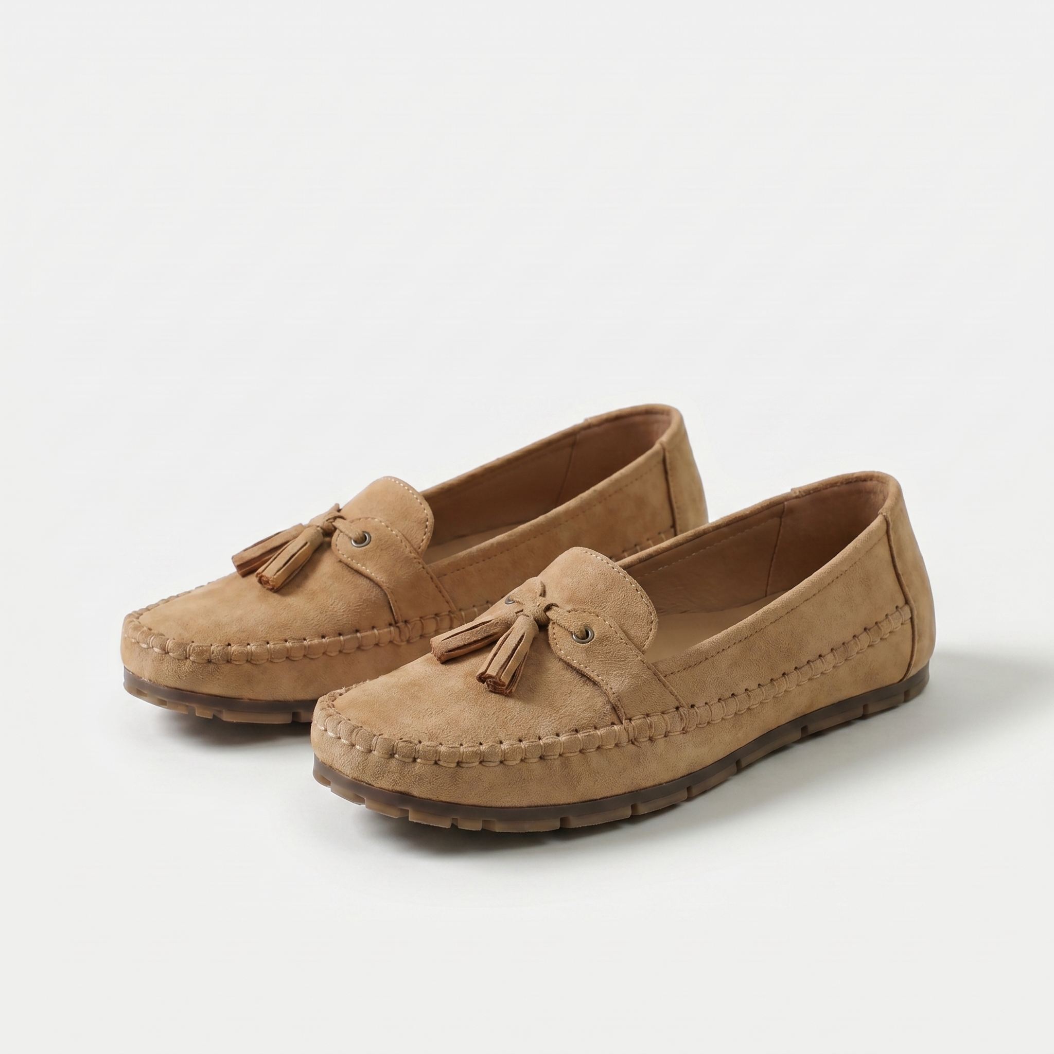 Dame loafers med frynsedetaljer og mokkasinsømme
