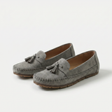 Dame loafers med frynsedetaljer og mokkasinsømme