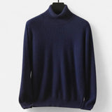 Herresweater med høj rullekrave, lange ærmer og ribkanter