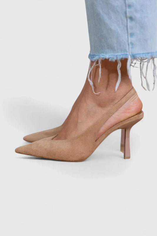Ysabelinne Kitten Heels – Elegante Slingback Kitten Heels i Nude