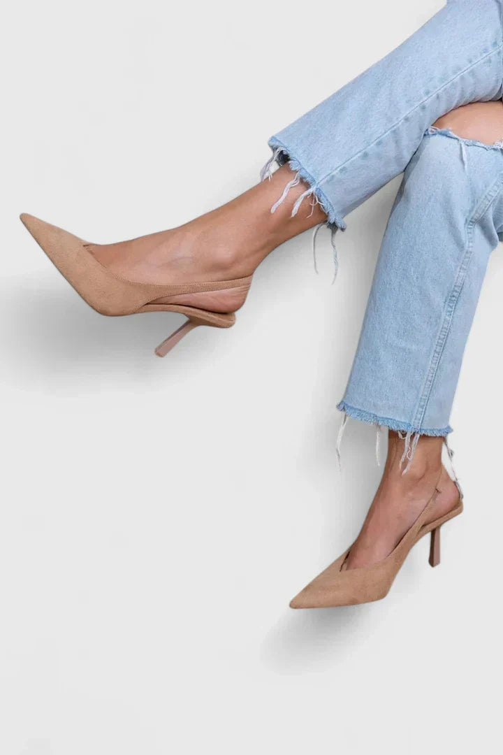 Ysabelinne Kitten Heels – Elegante Slingback Kitten Heels i Nude