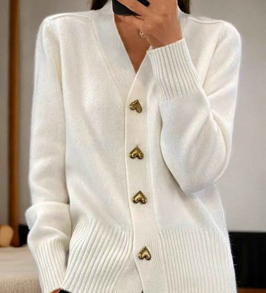Dame Cardigan Enkel med Knapper