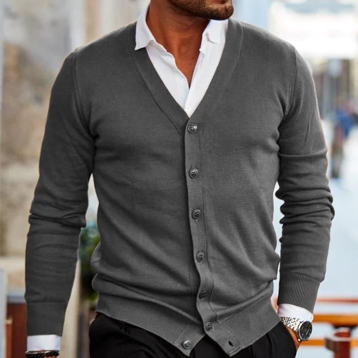 Oliver | Herre Casual Cardigan V-Hals med Knapper