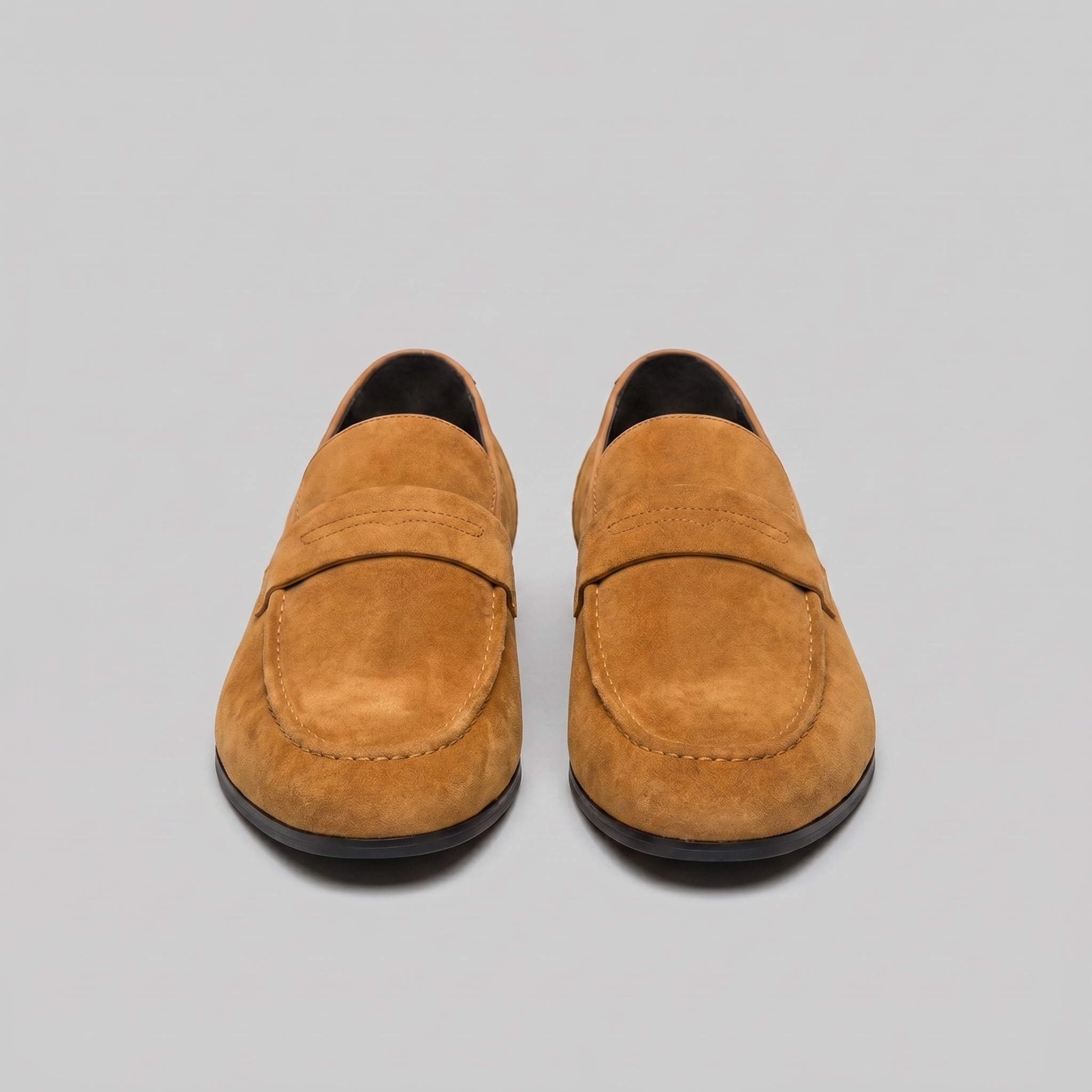 Herre penny loafers med rund tå og flad sål