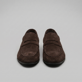 Herre penny loafers med rund tå og flad sål