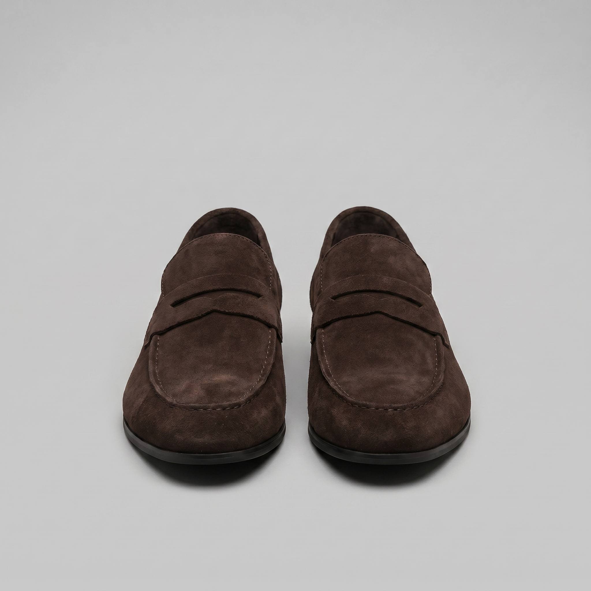 Herre penny loafers med rund tå og flad sål