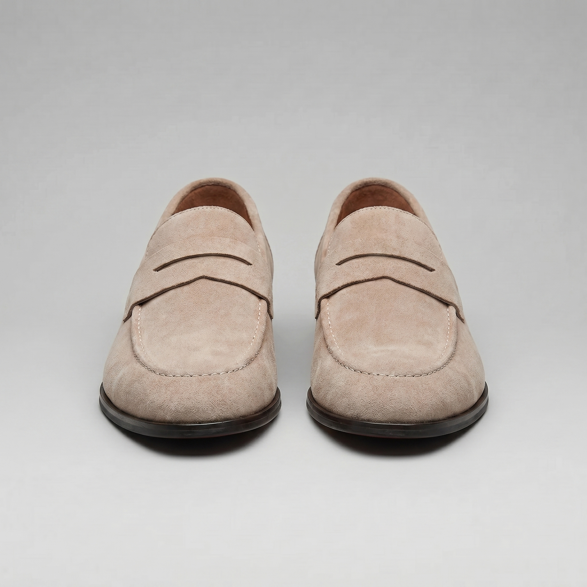 Herre penny loafers med rund tå og flad sål