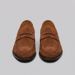 Herre penny loafers med rund tå og flad sål