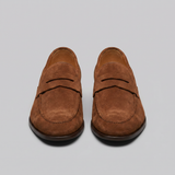 Herre penny loafers med rund tå og flad sål