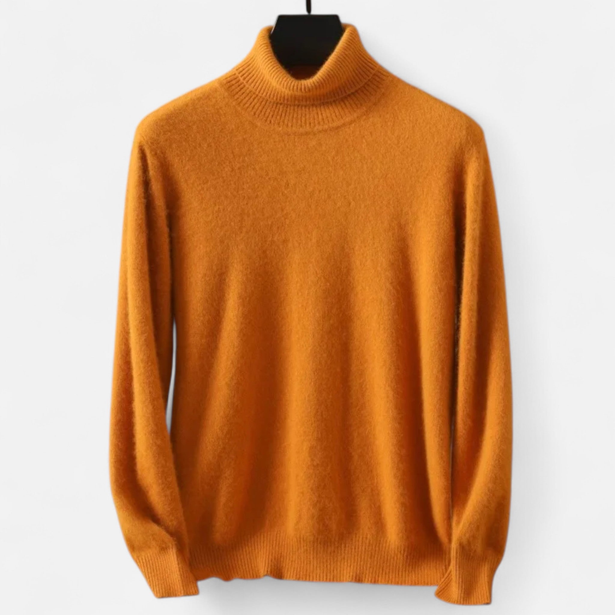 Herresweater med høj rullekrave, lange ærmer og ribkanter