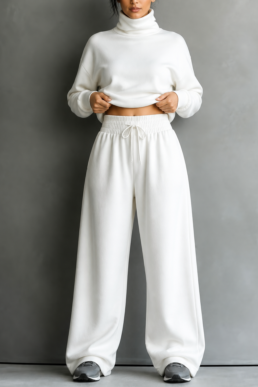 Ensemble femme à col roulé, pantalon large et manches longues