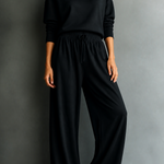 Ensemble femme à col roulé, pantalon large et manches longues