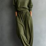 Ensemble femme à col roulé, pantalon large et manches longues