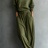 Ensemble femme à col roulé, pantalon large et manches longues