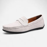 Herre loafers med moccasinsøm, vristrem og flad sort sål