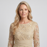 Kvinders Kjole | Midi Chiffon Nederdel med Blomsterlacedetalje