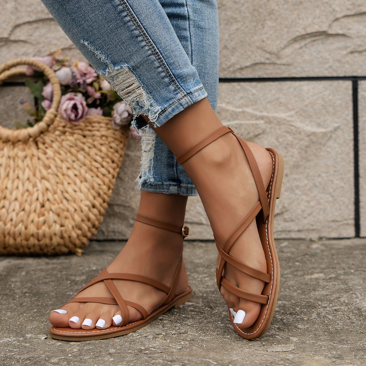 Michelle Kvinders Strappy Flade Ortopædiske Casual Sandaler
