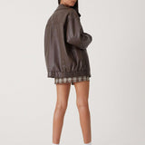 Sophia Oversized Imiteret Læderjakke – Trendy PU Kunstlæder til Damer
