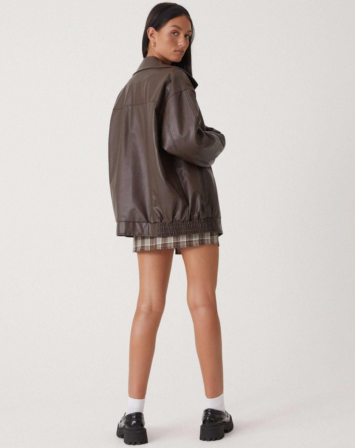 Sophia Oversized Imiteret Læderjakke – Trendy PU Kunstlæder til Damer