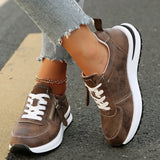 Kvinders Snøre-Op Zip Sneakers – Paneleret Overdel Platform Såle Casual