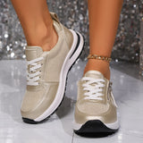 Kvinders Snøre-Op Zip Sneakers – Paneleret Overdel Platform Såle Casual