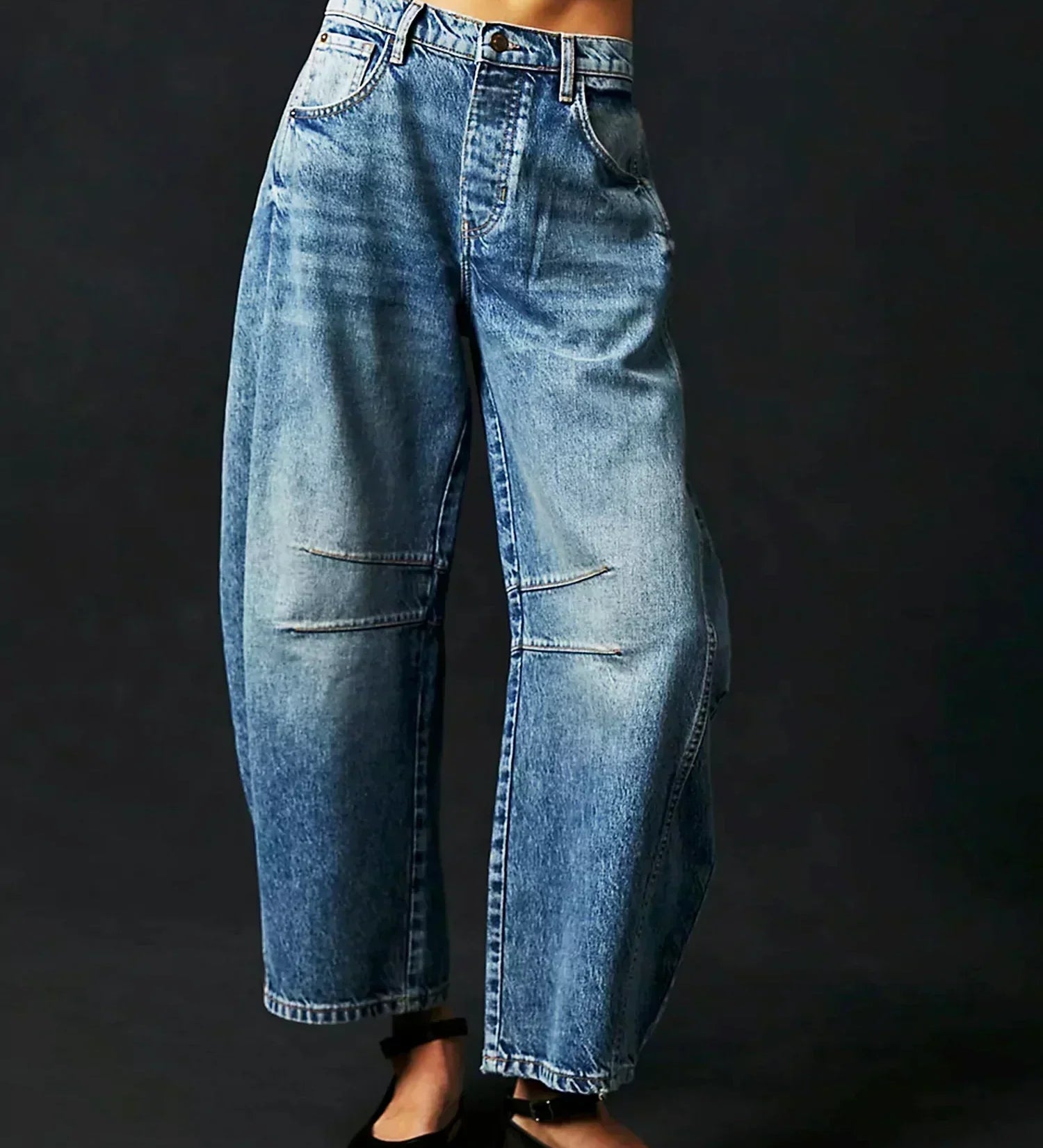Kvinders Leopardprint Bred Ben Denim Jeans – Høj Talje Barrel Fit Casual