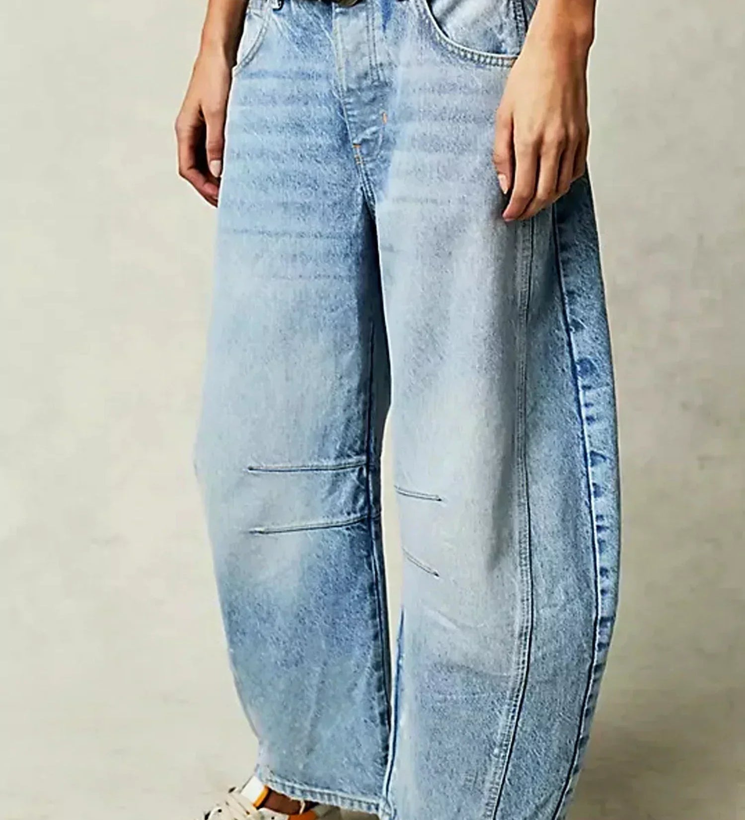 Kvinders Leopardprint Bred Ben Denim Jeans – Høj Talje Barrel Fit Casual