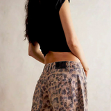 Kvinders Leopardprint Bred Ben Denim Jeans – Høj Talje Barrel Fit Casual